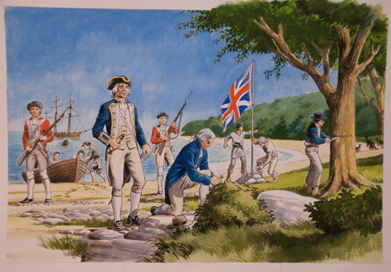The landing of Captain Cook at Botany Bay