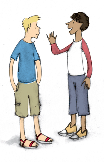 Two boys chatting